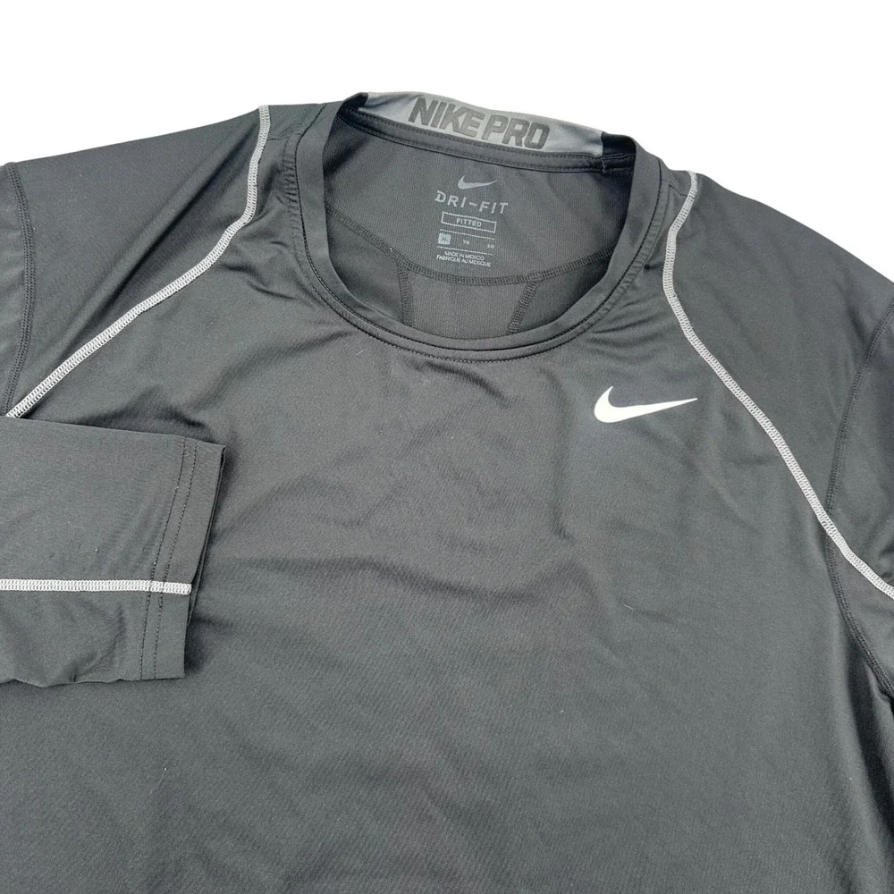 Nike Pro Dri-FIT Mens XL Black Long Sleeve Fitted Compression Training Shirt